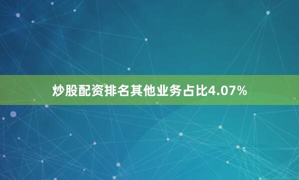 炒股配資排名其他業(yè)務占比4.07%